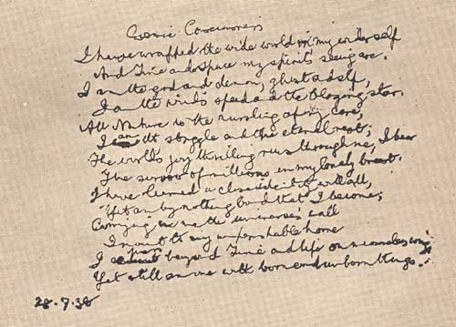 In His own Hand writing