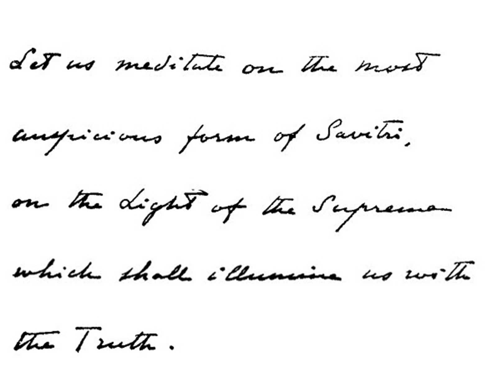 handwritten by The Mother